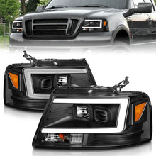 Load image into Gallery viewer, ANZO 2004-2008 Ford  F-150 Projector Headlights w/ Light Bar Black Housing - Main Product View