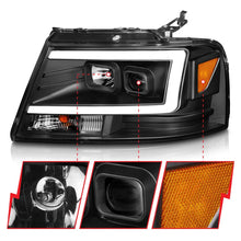 Load image into Gallery viewer, ANZO 2004-2008 Ford  F-150 Projector Headlights w/ Light Bar Black Housing - Back View
