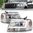 Load image into Gallery viewer, ANZO 2004-2008 Ford  F-150 Projector Headlights w/ Light Bar Chrome Housing - Main Product View