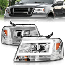 Load image into Gallery viewer, ANZO 2004-2008 Ford  F-150 Projector Headlights w/ Light Bar Chrome Housing - Main Product View