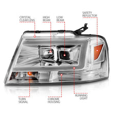 Load image into Gallery viewer, ANZO 2004-2008 Ford  F-150 Projector Headlights w/ Light Bar Chrome Housing - Side View
