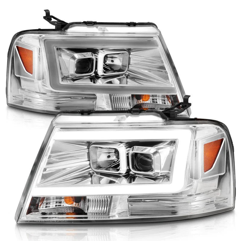 ANZO 2004-2008 Ford  F-150 Projector Headlights w/ Light Bar Chrome Housing - Additional View 6