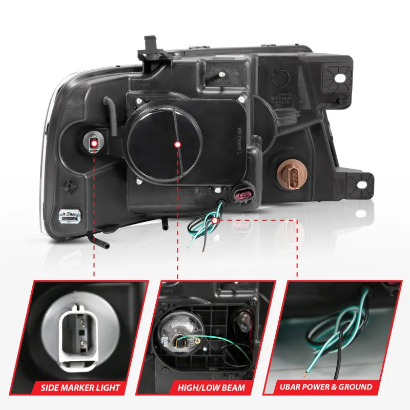 ANZO 2004-2008 Ford F-150 Projector Headlights w/ U-Bar Chrome - Additional View 7