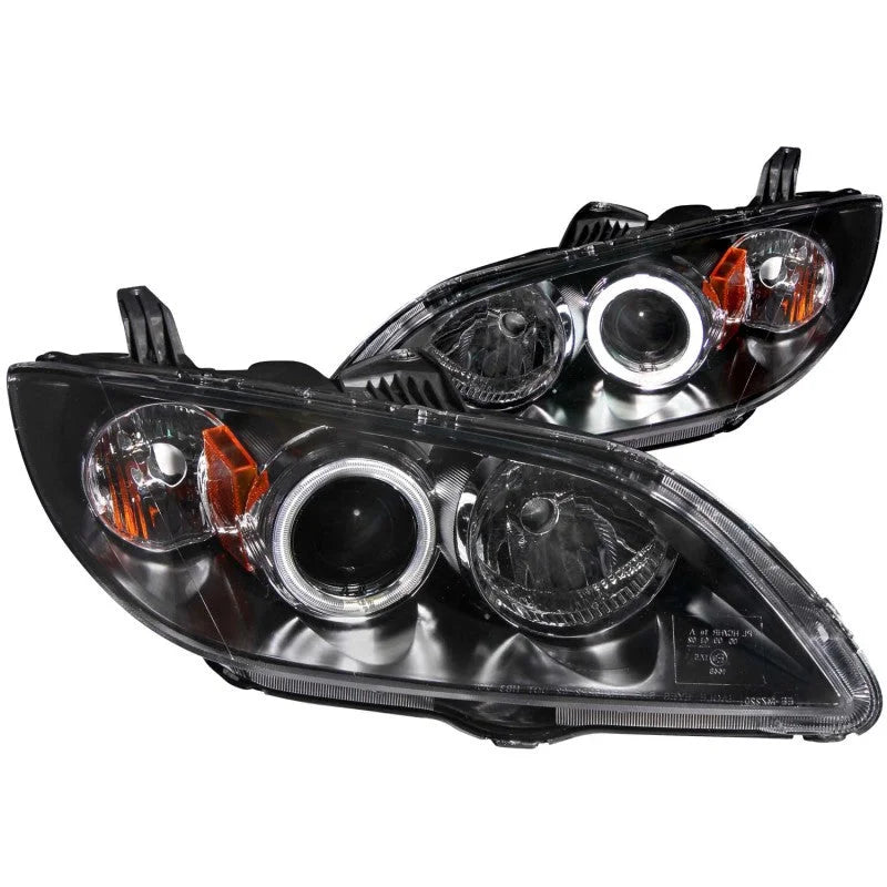 ANZO 2004-2008 Mazda 3 Projector Headlights w/ Halo Black (CCFL) - Main Product View