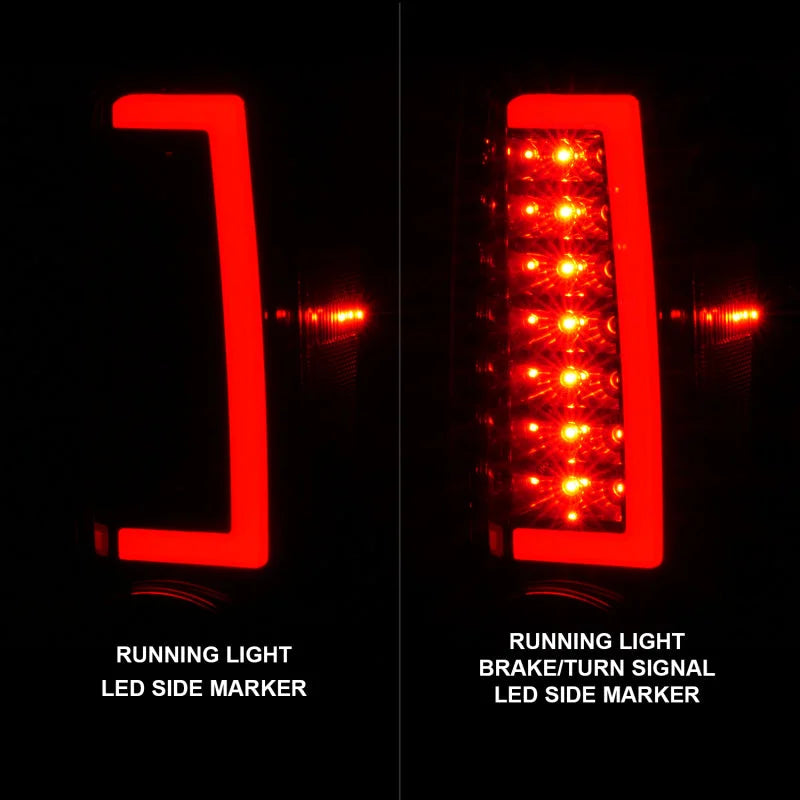 ANZO 2004-2012 Chevrolet Colorado/ GMC Canyon LED Tail Lights w/ Light Bar Black Housing - Back View