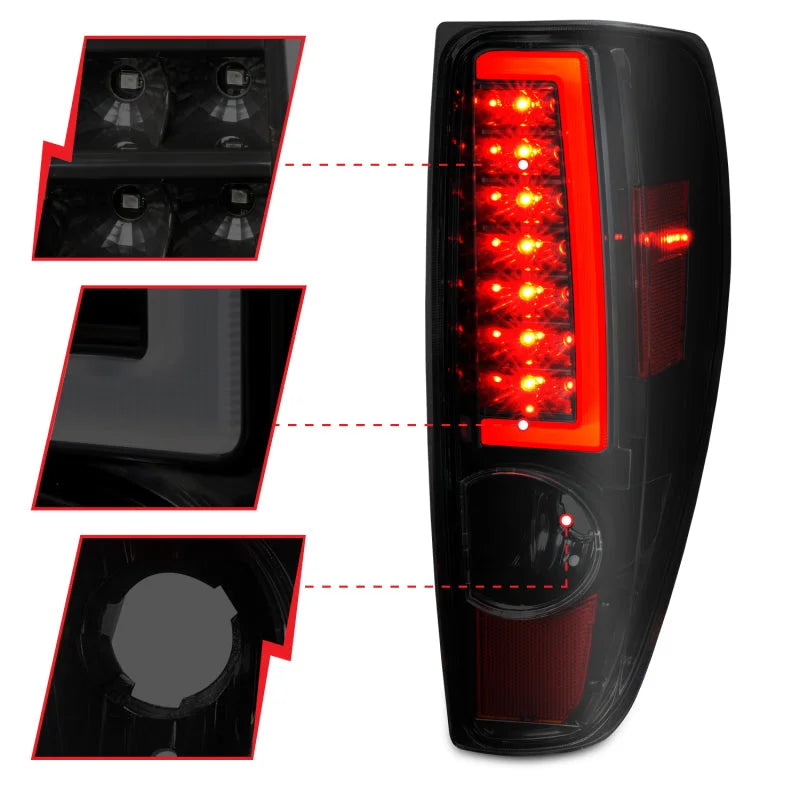 ANZO 2004-2012 Chevrolet Colorado/ GMC Canyon LED Tail Lights w/ Light Bar Black Housing Smoke Lens - Additional View 6