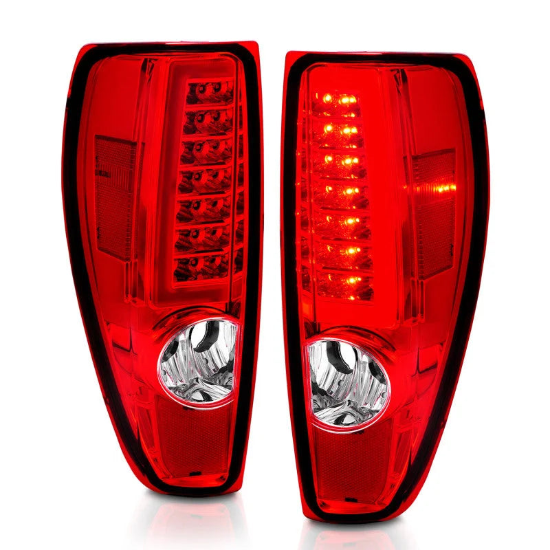 ANZO 2004-2012 Chevrolet Colorado/ GMC Canyon LED Tail Lights w/ Light Bar Chrome Housing Red/Clear - Side View