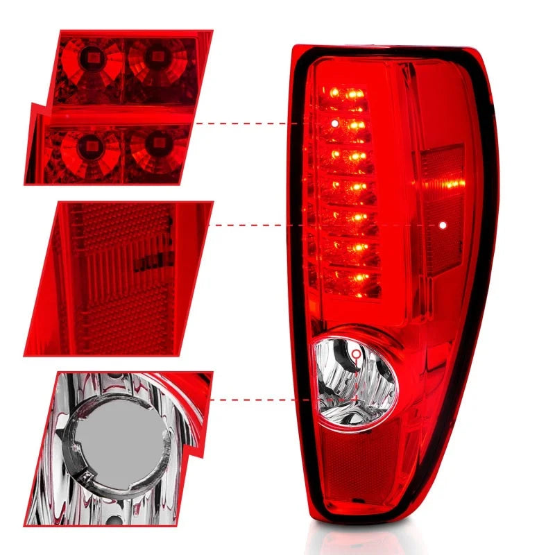 ANZO 2004-2012 Chevrolet Colorado/ GMC Canyon LED Tail Lights w/ Light Bar Chrome Housing Red/Clear - Installation View
