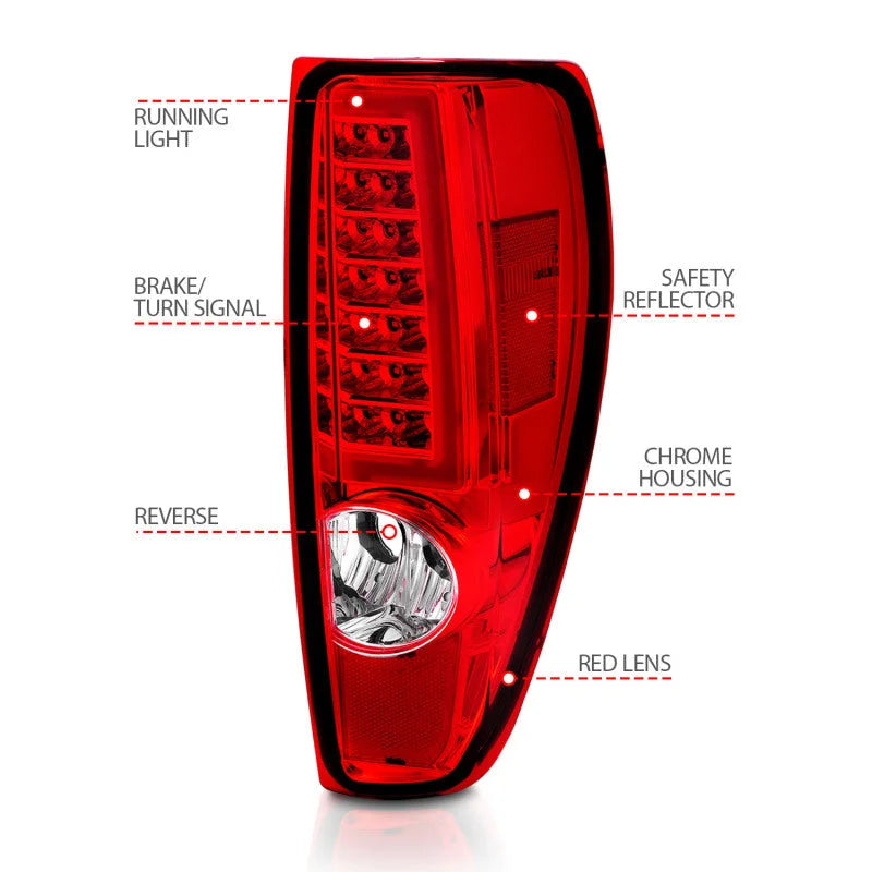 ANZO 2004-2012 Chevrolet Colorado/ GMC Canyon LED Tail Lights w/ Light Bar Chrome Housing Red/Clear - Additional View 8