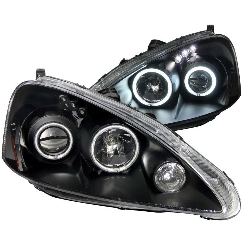 ANZO 2005-2006 Acura Rsx Projector Headlights w/ Halo Black - Main Product View