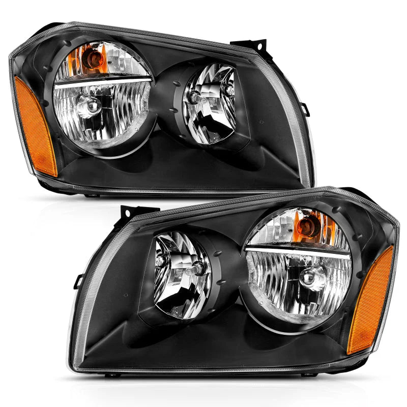 ANZO 2005-2007 Dodge Magnum Crystal Headlight  Black Amber - Side View
