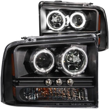 Load image into Gallery viewer, ANZO 2005-2007 Ford Excursion Projector Headlights w/ Halo Black w/ LED Strip (CCFL) 1pc - Main Product View