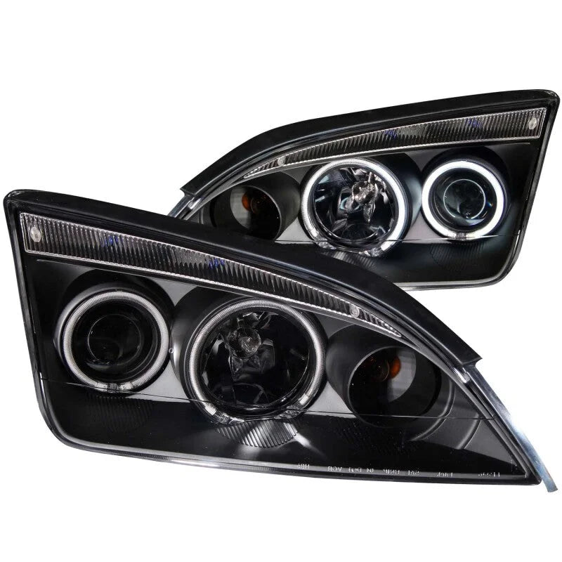 ANZO 2005-2007 Ford Focus Projector Headlights w/ Halo Black - Main Product View
