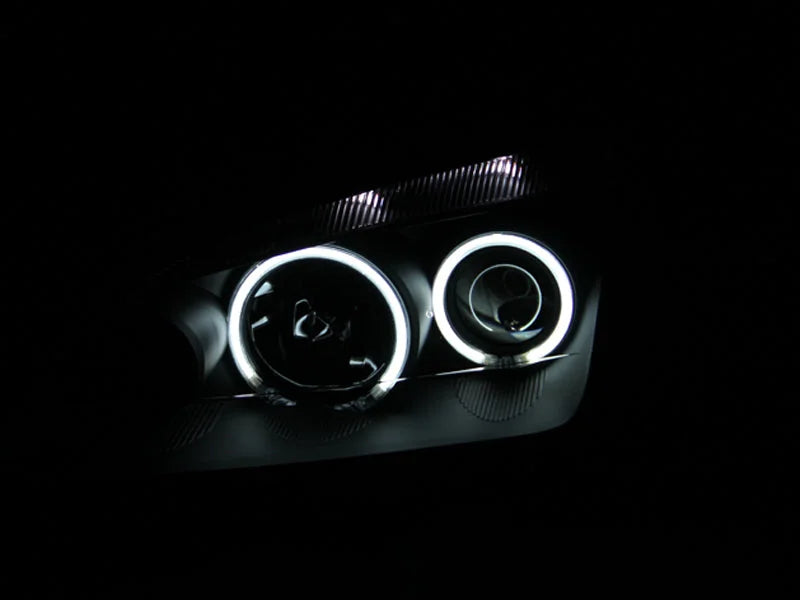 ANZO 2005-2007 Ford Focus Projector Headlights w/ Halo Black - Side View