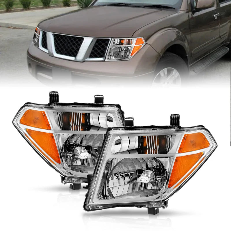 ANZO 2005-2008 Nissan Pathfinder Crystal Headlight Chrome Amber (OE Replacement) - Main Product View
