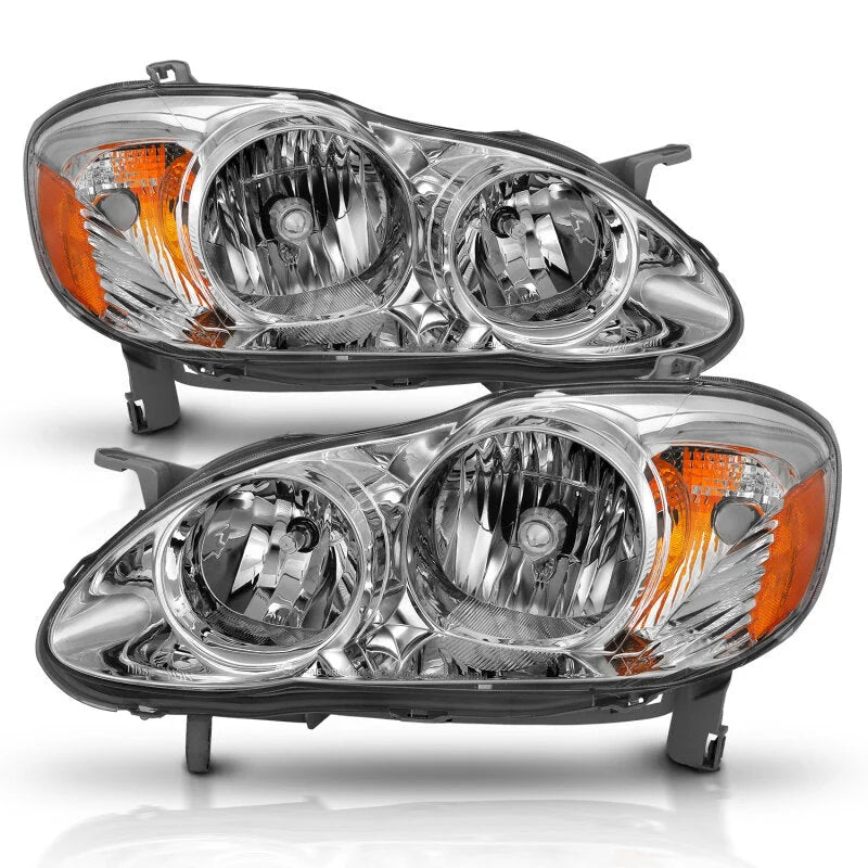 ANZO 2005-2008 Toyota Corolla Crystal Headlight Chrome Amber - Side View