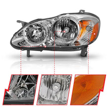 Load image into Gallery viewer, ANZO 2005-2008 Toyota Corolla Crystal Headlight Chrome Amber - Back View