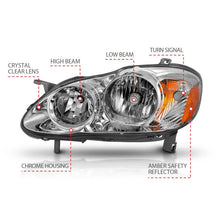 Load image into Gallery viewer, ANZO 2005-2008 Toyota Corolla Crystal Headlight Chrome Amber - Installation View