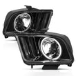 Load image into Gallery viewer, ANZO 2005-2009 Ford Mustang Crystal Headlights w/ Halo Black (CCFL) - Main Product View