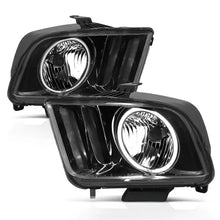 Load image into Gallery viewer, ANZO 2005-2009 Ford Mustang Crystal Headlights w/ Halo Black (CCFL) - Main Product View