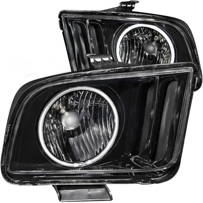ANZO 2005-2009 Ford Mustang Crystal Headlights w/ Halo Black (CCFL) - Side View