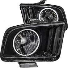 Load image into Gallery viewer, ANZO 2005-2009 Ford Mustang Crystal Headlights w/ Halo Black (CCFL) - Side View