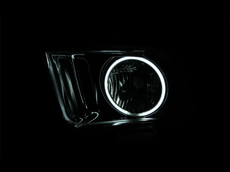 ANZO 2005-2009 Ford Mustang Crystal Headlights w/ Halo Black (CCFL) - Back View