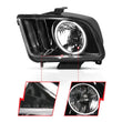 Load image into Gallery viewer, ANZO 2005-2009 Ford Mustang Crystal Headlights w/ Halo Black (CCFL) - Installation View