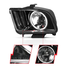 Load image into Gallery viewer, ANZO 2005-2009 Ford Mustang Crystal Headlights w/ Halo Black (CCFL) - Installation View