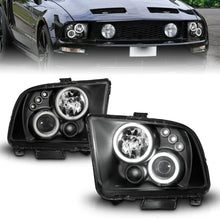 Load image into Gallery viewer, ANZO 2005-2009 Ford Mustang Projector Headlights w/ Halo Black - Main Product View
