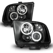 Load image into Gallery viewer, ANZO 2005-2009 Ford Mustang Projector Headlights w/ Halo Black - Installation View