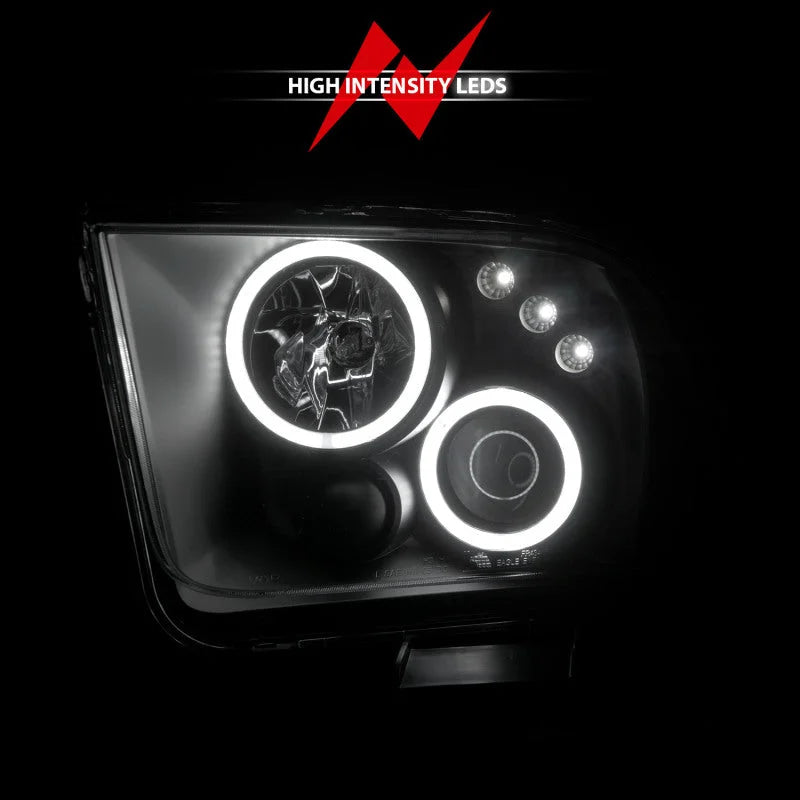 ANZO 2005-2009 Ford Mustang Projector Headlights w/ Halo Black - Additional View 8