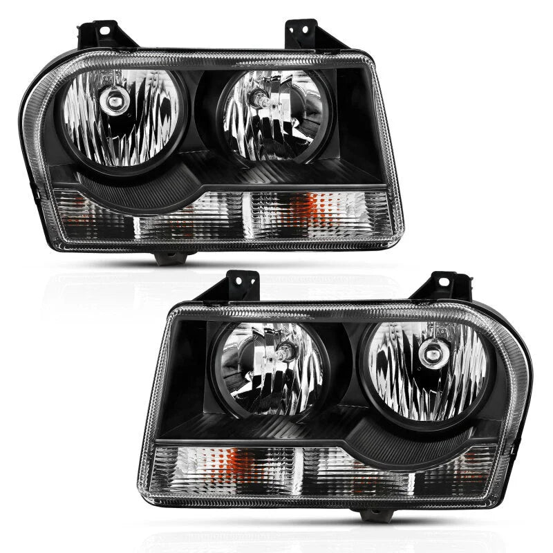 ANZO 2005-2010 Chrysler 300 Crystal Headlight Black - Side View