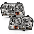 Load image into Gallery viewer, ANZO 2005-2010 Chrysler 300 Crystal Headlight Chrome Amber - Main Product View