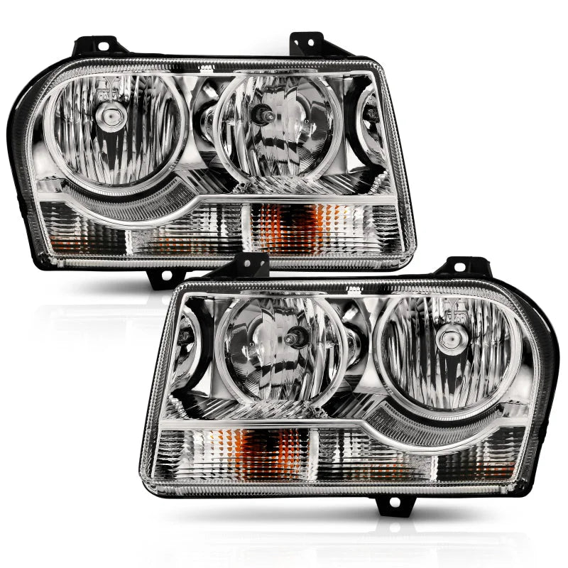 ANZO 2005-2010 Chrysler 300 Crystal Headlight Chrome Amber - Main Product View