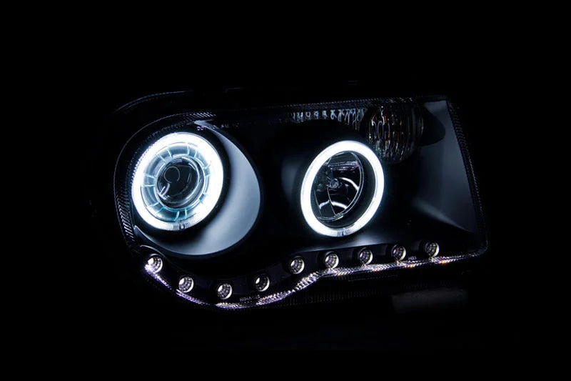 ANZO 2005-2010 Chrysler 300C Projector Headlights w/ Halo Black (CCFL) G2 - Back View