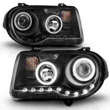 Load image into Gallery viewer, ANZO 2005-2010 Chrysler 300C Projector Headlights w/ Halo Black (CCFL) G2 - Installation View
