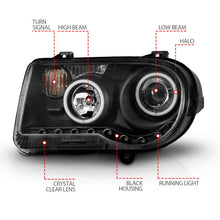 Load image into Gallery viewer, ANZO 2005-2010 Chrysler 300C Projector Headlights w/ Halo Black (CCFL) G2 - Additional View 6
