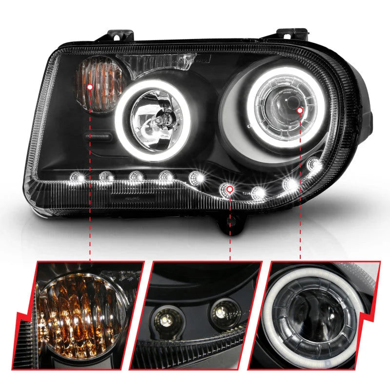 ANZO 2005-2010 Chrysler 300C Projector Headlights w/ Halo Black (CCFL) G2 - Additional View 9