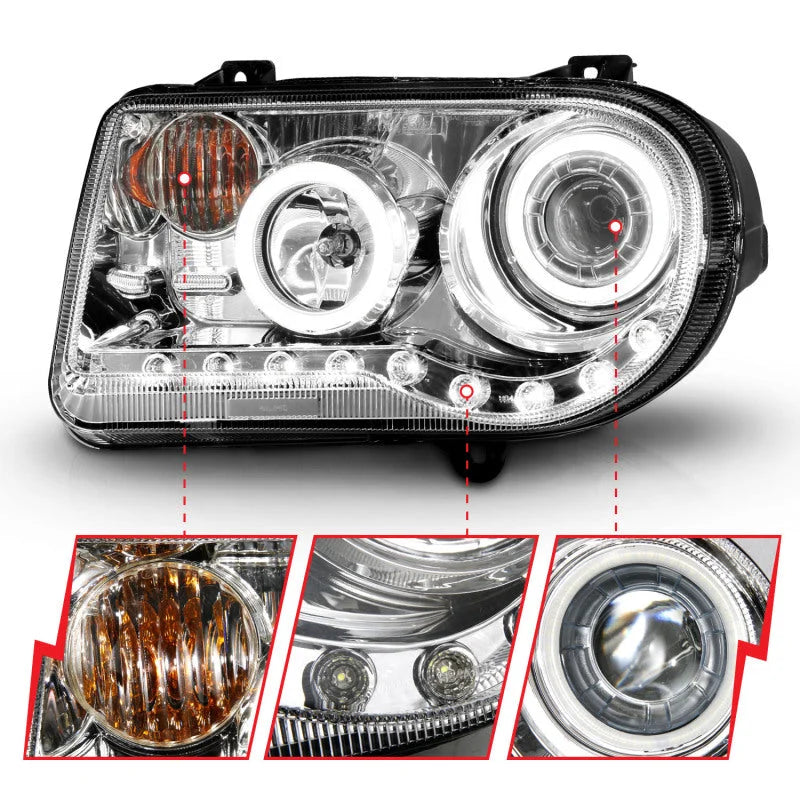 ANZO 2005-2010 Chrysler 300C Projector Headlights w/ Halo Chrome (CCFL) G2 - Additional View 5