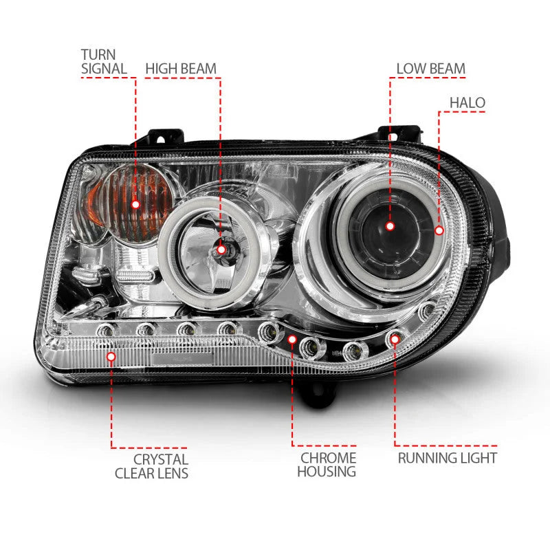 ANZO 2005-2010 Chrysler 300C Projector Headlights w/ Halo Chrome (CCFL) G2 - Additional View 7