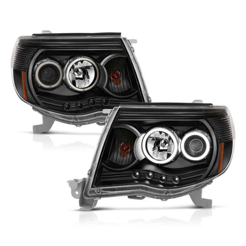 ANZO 2005-2011 Toyota Tacoma Projector Headlights w/ Halo Black - Main Product View