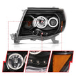 Load image into Gallery viewer, ANZO 2005-2011 Toyota Tacoma Projector Headlights w/ Halo Black - Installation View