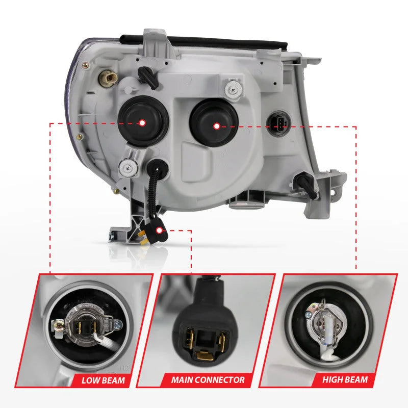 ANZO 2005-2011 Toyota Tacoma Projector Headlights w/ Halo Black - Additional View 7