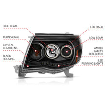 Load image into Gallery viewer, ANZO 2005-2011 Toyota Tacoma Projector Headlights w/ Halo Black - Additional View 8