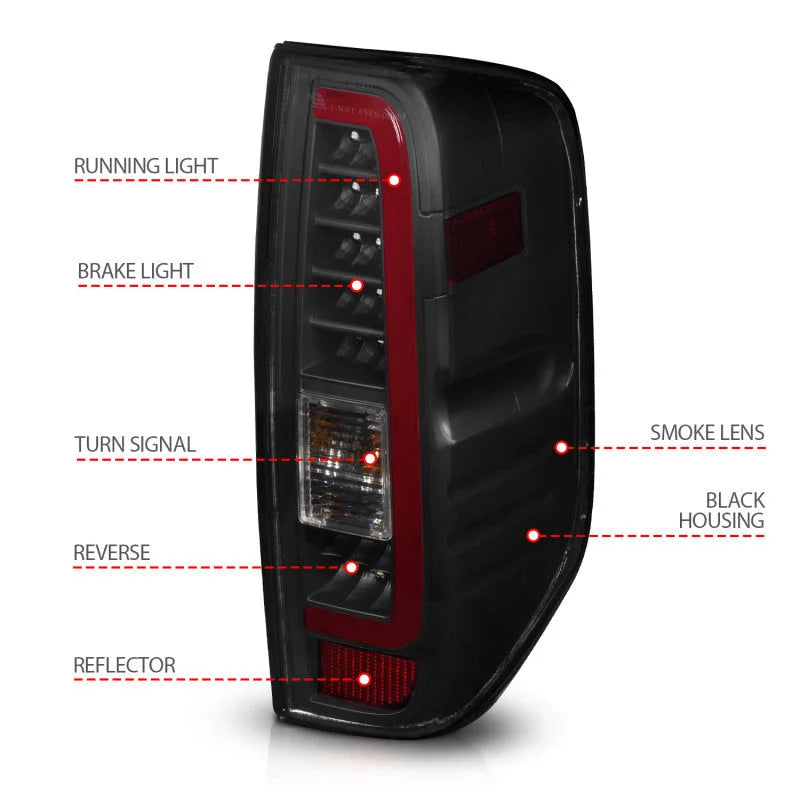 ANZO 2005-2021 Nissan Frontier LED Taillights Black Housing/Smoke Lens - Additional View 6