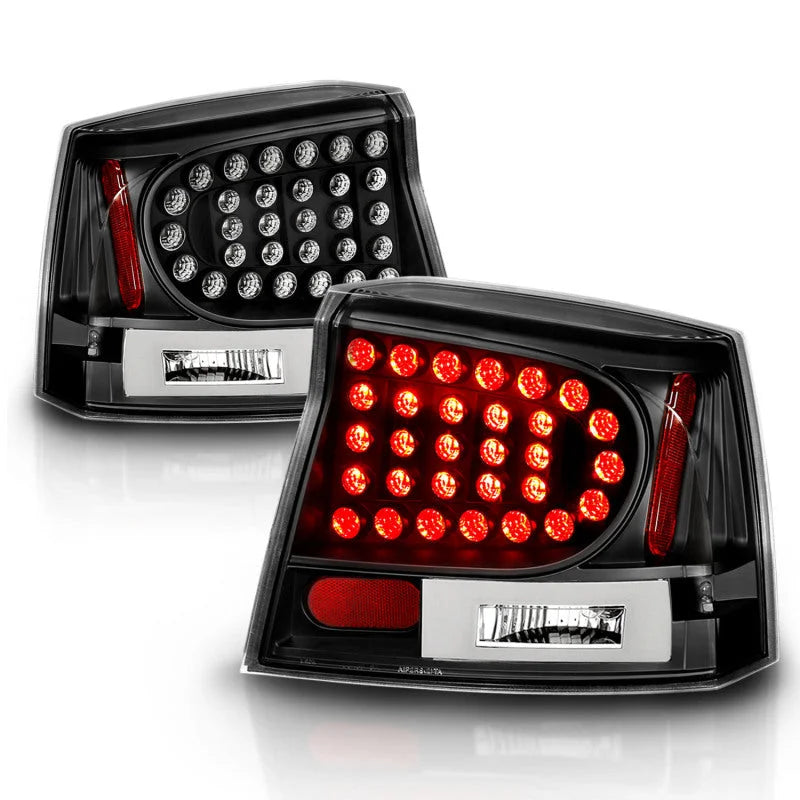 ANZO 2006-2008 Dodge Charger LED Taillights Black - Side View
