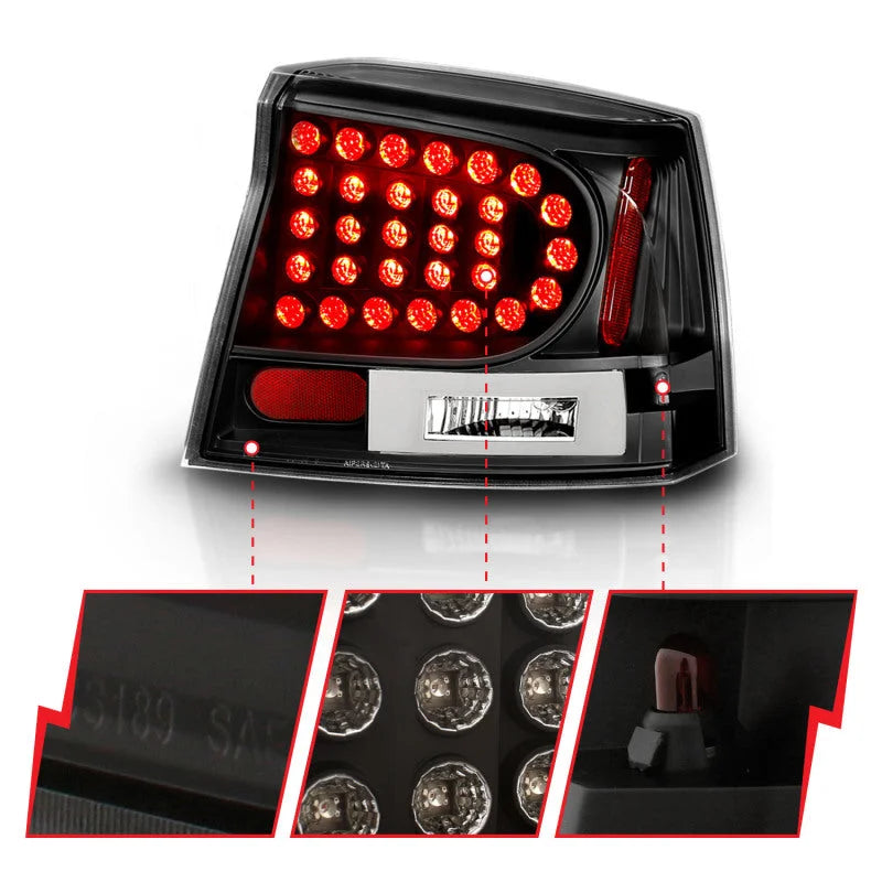 ANZO 2006-2008 Dodge Charger LED Taillights Black - Additional View 5