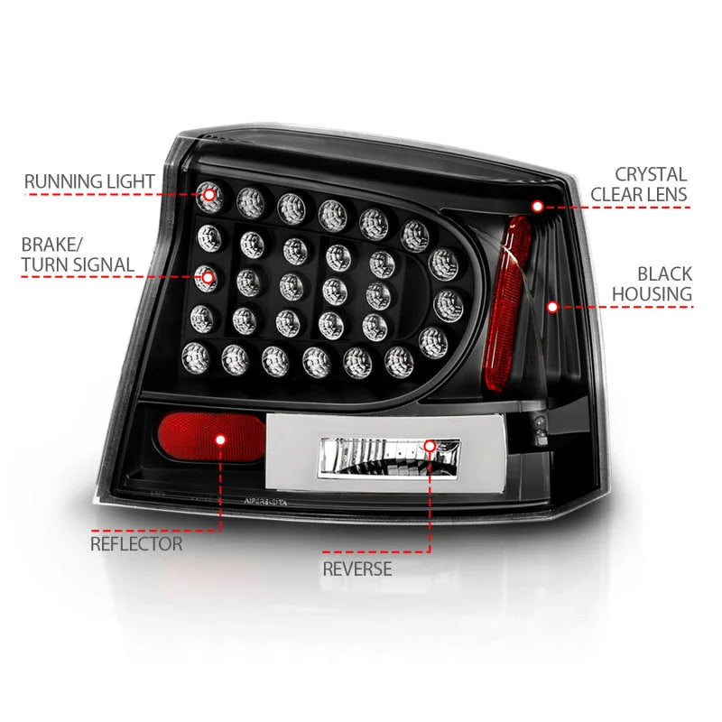ANZO 2006-2008 Dodge Charger LED Taillights Black - Additional View 9