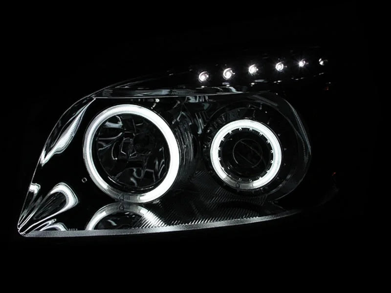 ANZO 2006-2008 Toyota Rav4 Projector Headlights w/ Halo Black - Side View